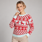 Fair Isle Jumper Crew Neck with Snowflake Pattern 1