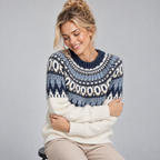 Fair Isle Jumper Women Crew Neck Nordic Yoke Relaxed Fit 1