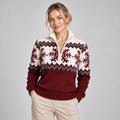 Fair Isle Quarter Zip Jumper Funnel Neck Snowflake Pattern 0