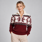 Fair Isle Quarter Zip Jumper Funnel Neck Snowflake Pattern 0
