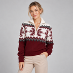 Fair Isle Quarter Zip Jumper Funnel Neck Snowflake Pattern 2