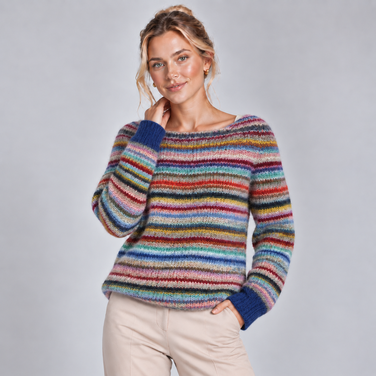Fairisle Jumper Women Crew Neck Relaxed Fit 6