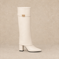 Faux Leather Knee High Boots with Block Heel and Buckle 5