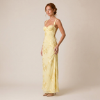 Floral Jacquard Corset Maxi Dress for Wedding Guests 1