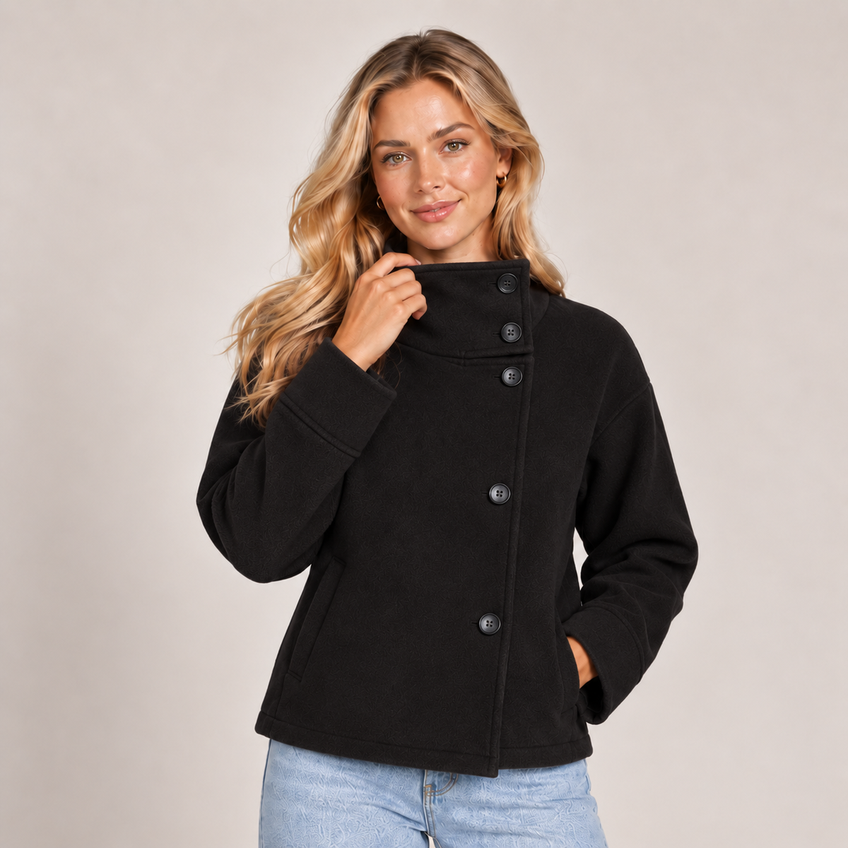 Funnel Neck Wool Jacket Women Oversized Longline 1
