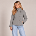Funnel Neck Wool Jacket Women Oversized Longline 2