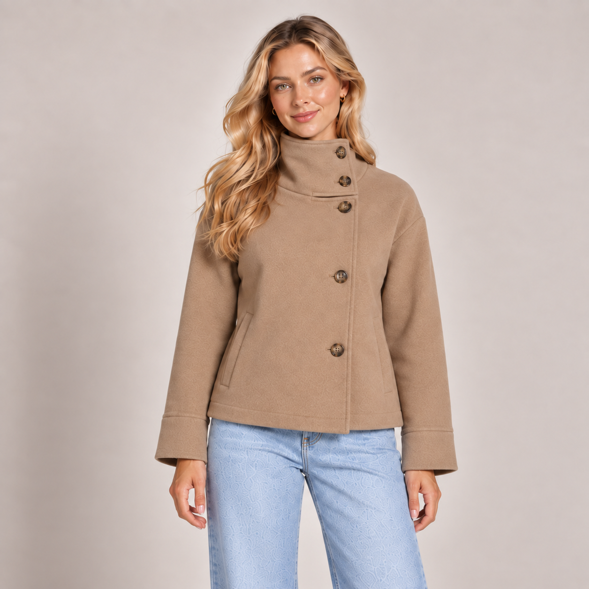 Funnel Neck Wool Jacket Women Oversized Longline 4