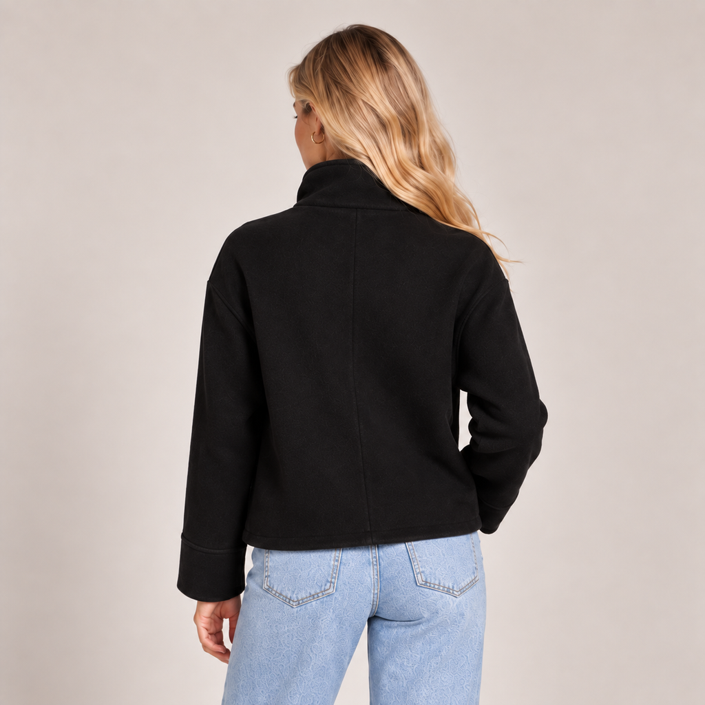 Funnel Neck Wool Jacket Women Oversized Longline 5