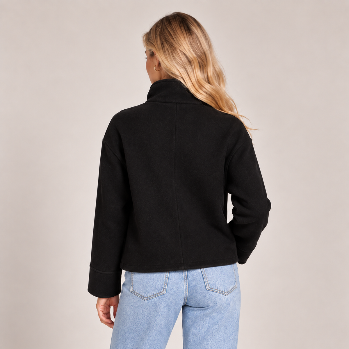 Funnel Neck Wool Jacket Women Oversized Longline 5