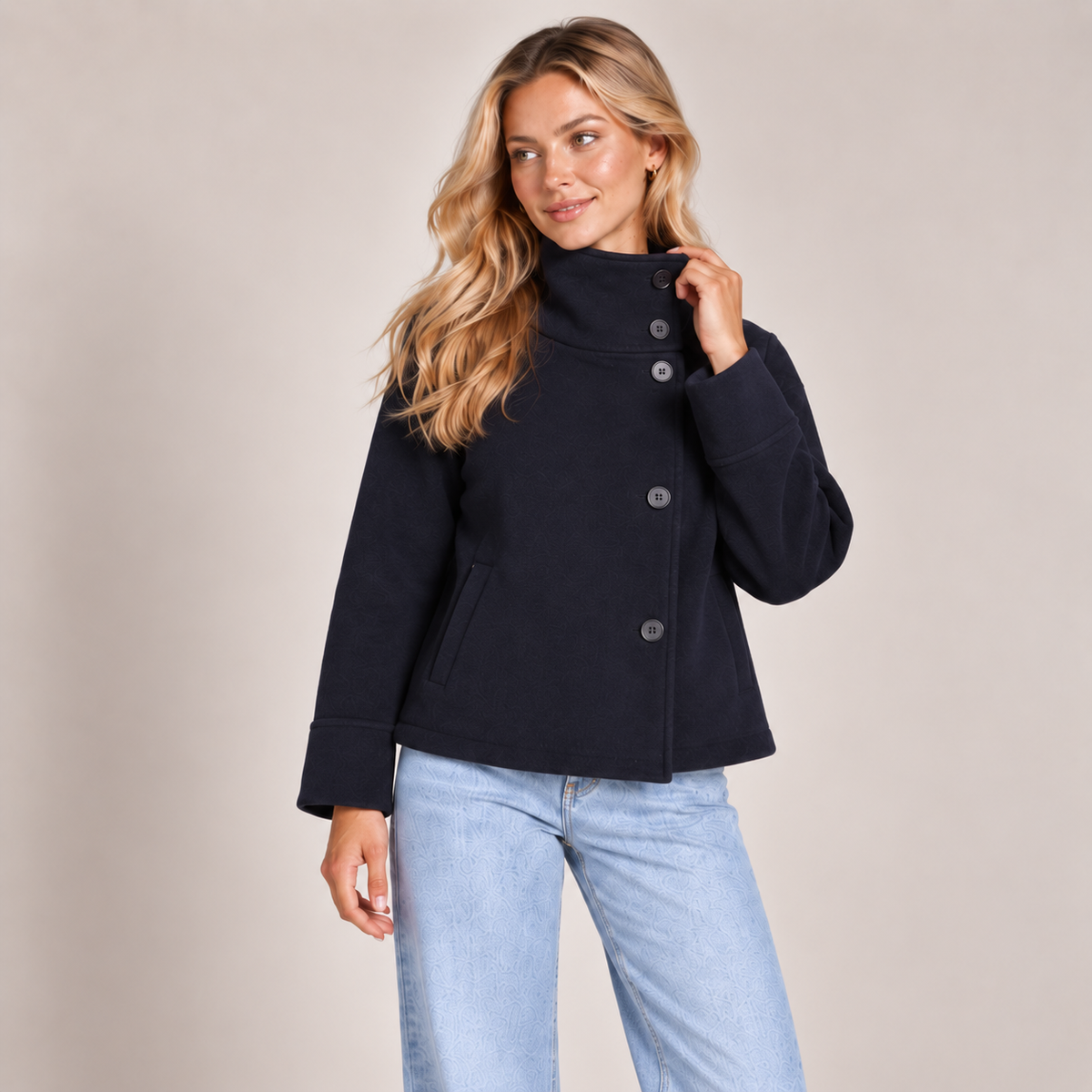 Funnel Neck Wool Jacket Women Oversized Longline 6