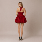 Halterneck Mini Dress with Voluminous Skirt 11