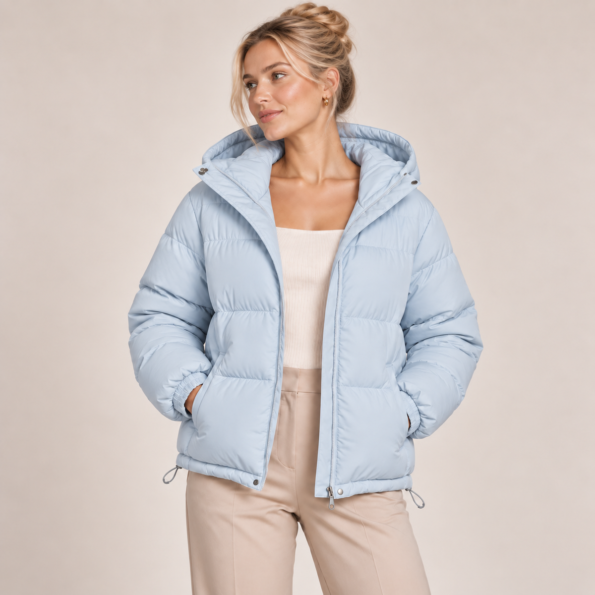 Hooded Puffer Jacket Women Winter Coat with Zip Front 5