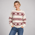 Ivory Fair Isle Jumper Relaxed Fit Snowflake Pattern Cotton Blend 0