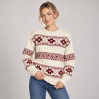 Ivory Fair Isle Jumper Relaxed Fit Snowflake Pattern Cotton Blend 2