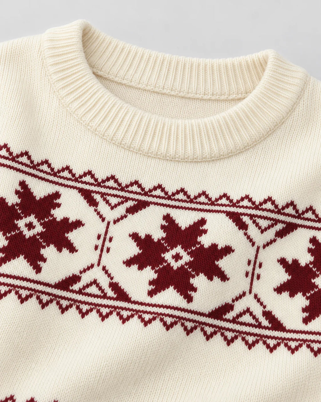 Ivory Fair Isle Jumper Relaxed Fit Snowflake Pattern Cotton Blend 5