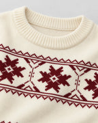 Ivory Fair Isle Jumper Relaxed Fit Snowflake Pattern Cotton Blend 5