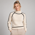 Jumper Women Ribbed Knit High Neck With Contrast Trim 0