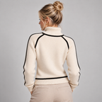 Jumper Women Ribbed Knit High Neck With Contrast Trim 2