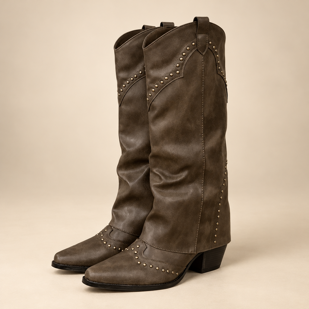 Knee High Cowboy Boots for Women Faux Leather Western Style 0