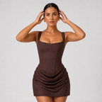 Lace Mini Dress with Square Neck for Wedding Guests 1