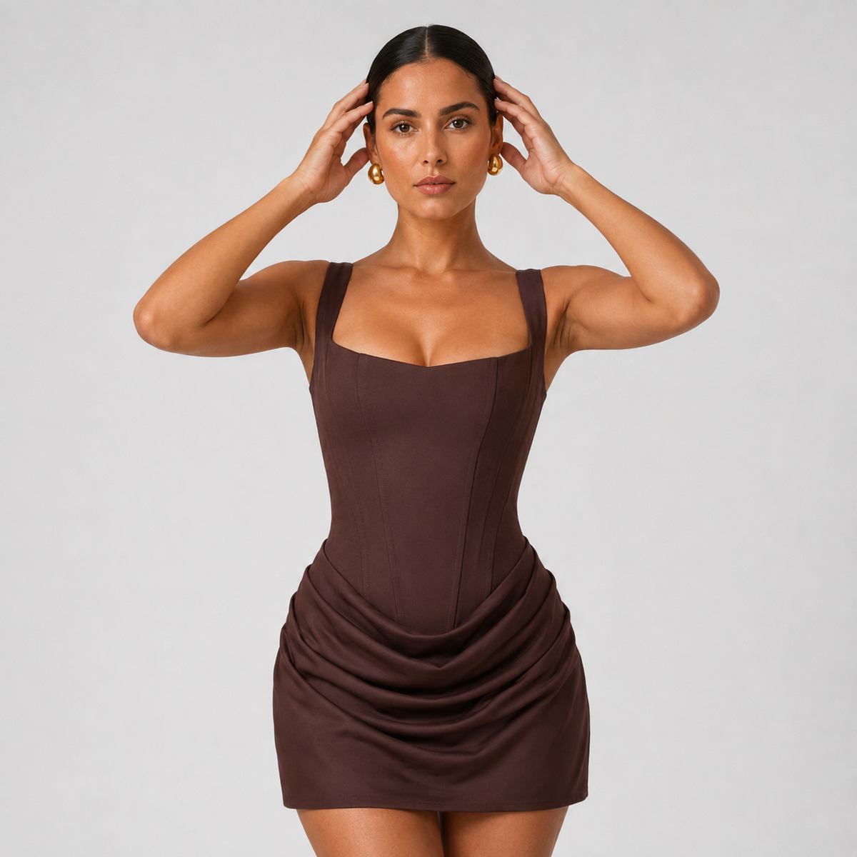 Lace Mini Dress with Square Neck for Wedding Guests 1