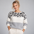 Leopard Print Jumper Women Crew Neck 0