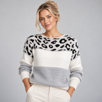 Leopard Print Jumper Women Crew Neck 0