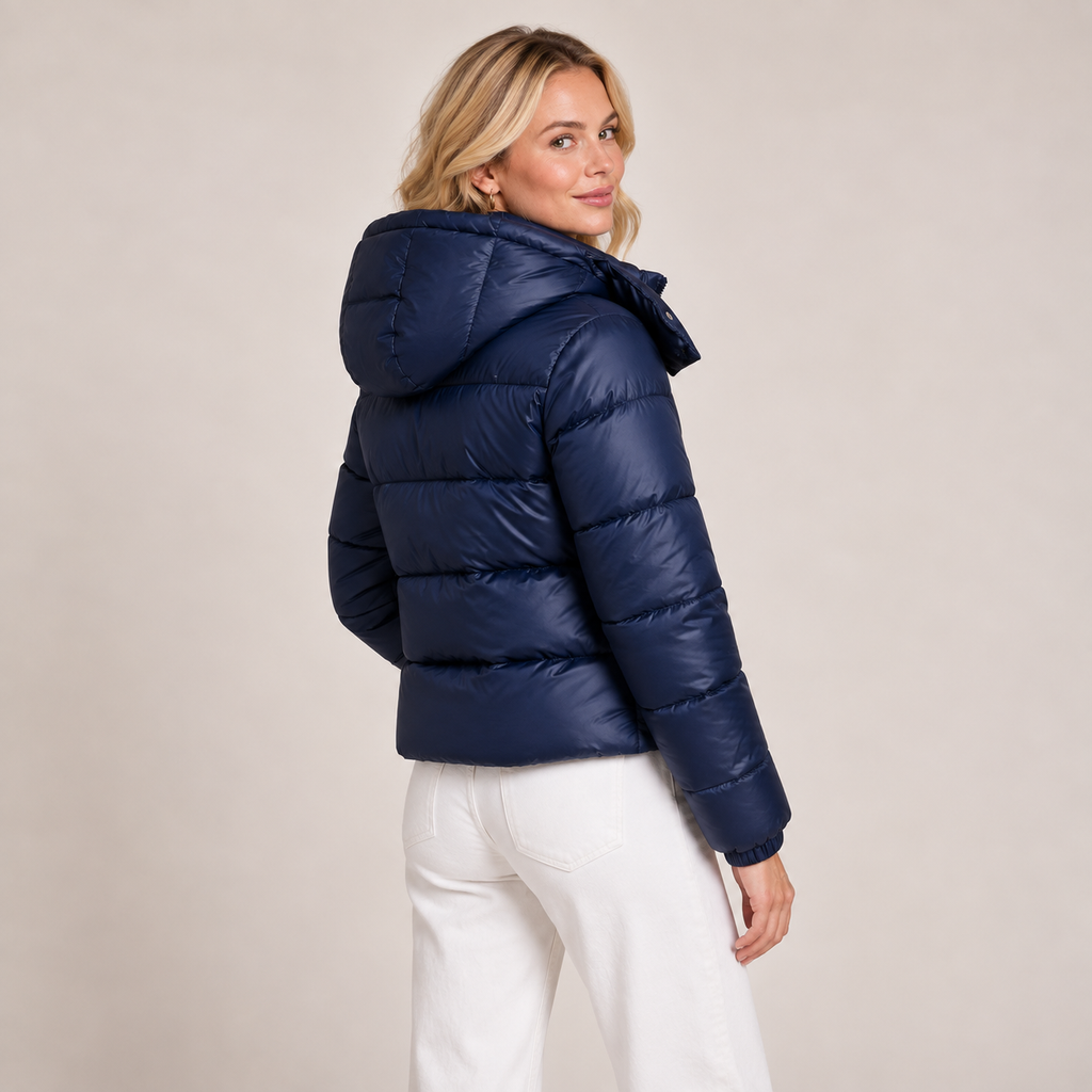Lightweight Puffer Jacket Women with Hood Shiny Quilted Full Zip 5