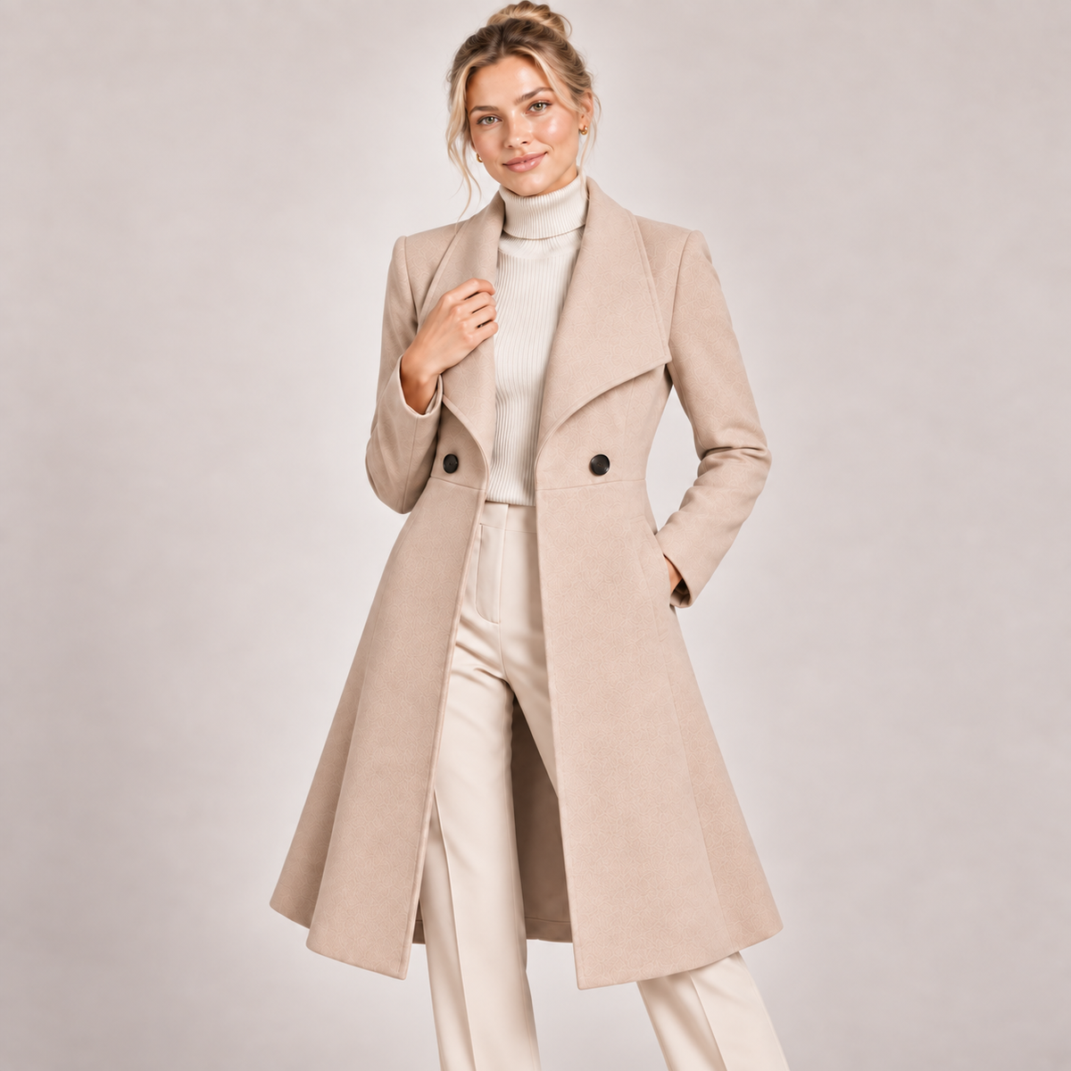 Long Coat Women Tailored with Wide Lapels 4