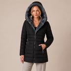 Long Puffer Coat Women Quilted Padded with Oversized Hood 2