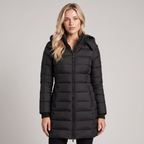 Long Puffer Coat Women with Hood Quilted Fitted Winter Coat 0