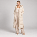 Long Puffer Winter Coat with Hood Oversized Quilted Maxi Length 0