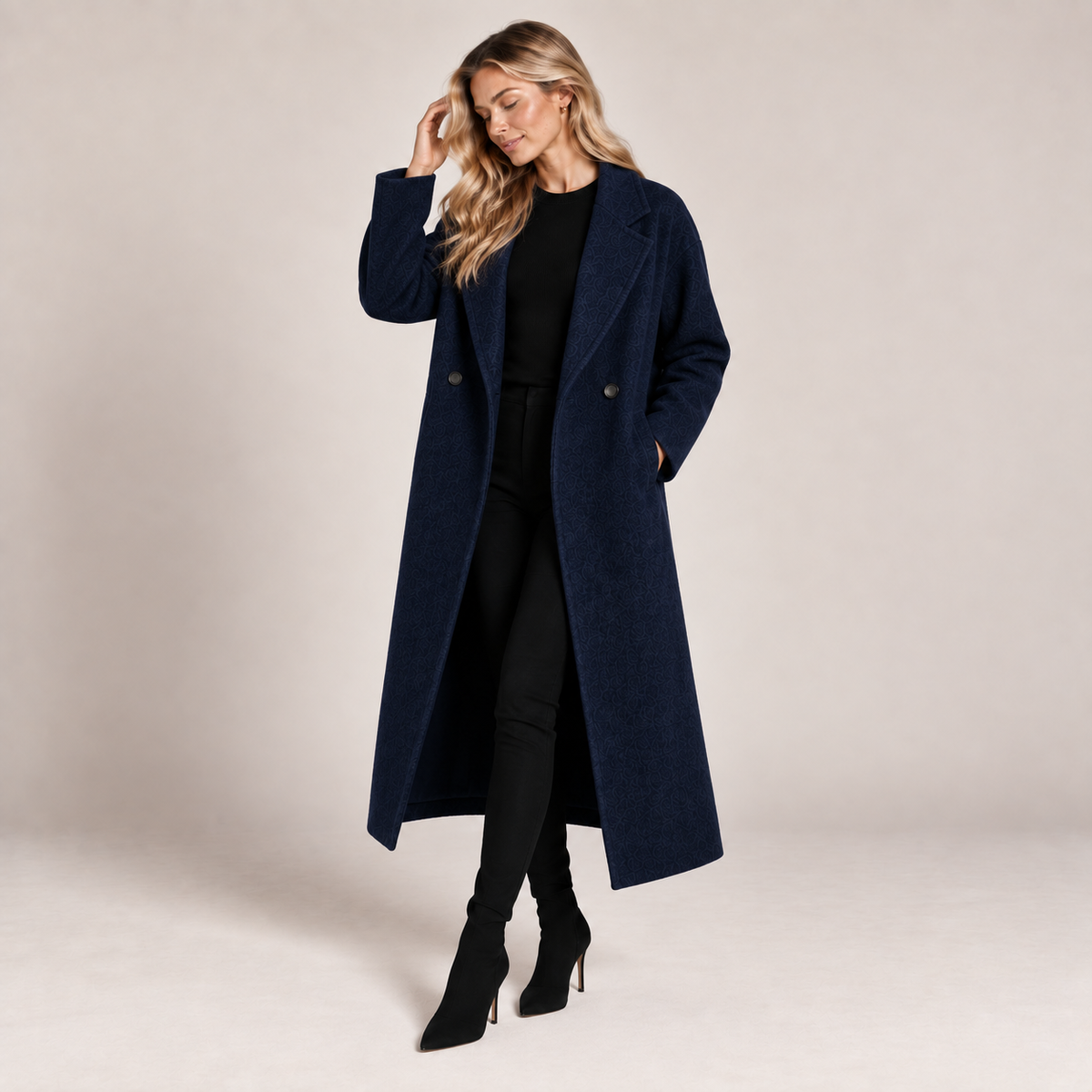 Long Wool Coat Women Double Breasted Oversized Wool Blend 0
