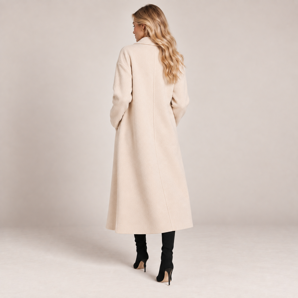Long Wool Coat Women Double Breasted Oversized Wool Blend 3