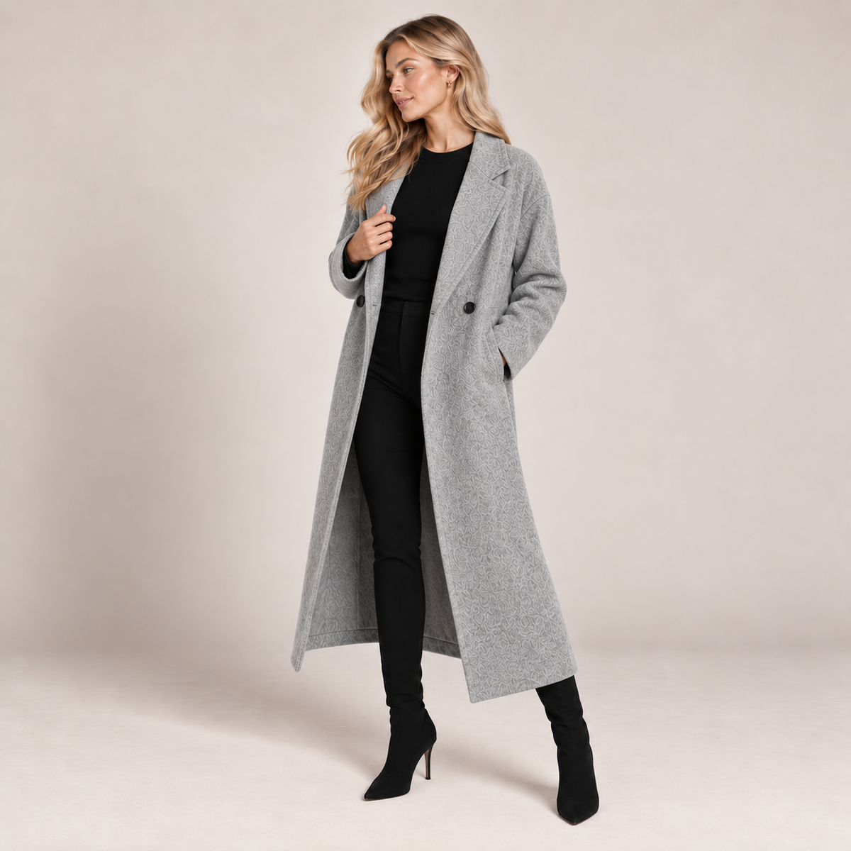 Long Wool Coat Women Double Breasted Oversized Wool Blend 5