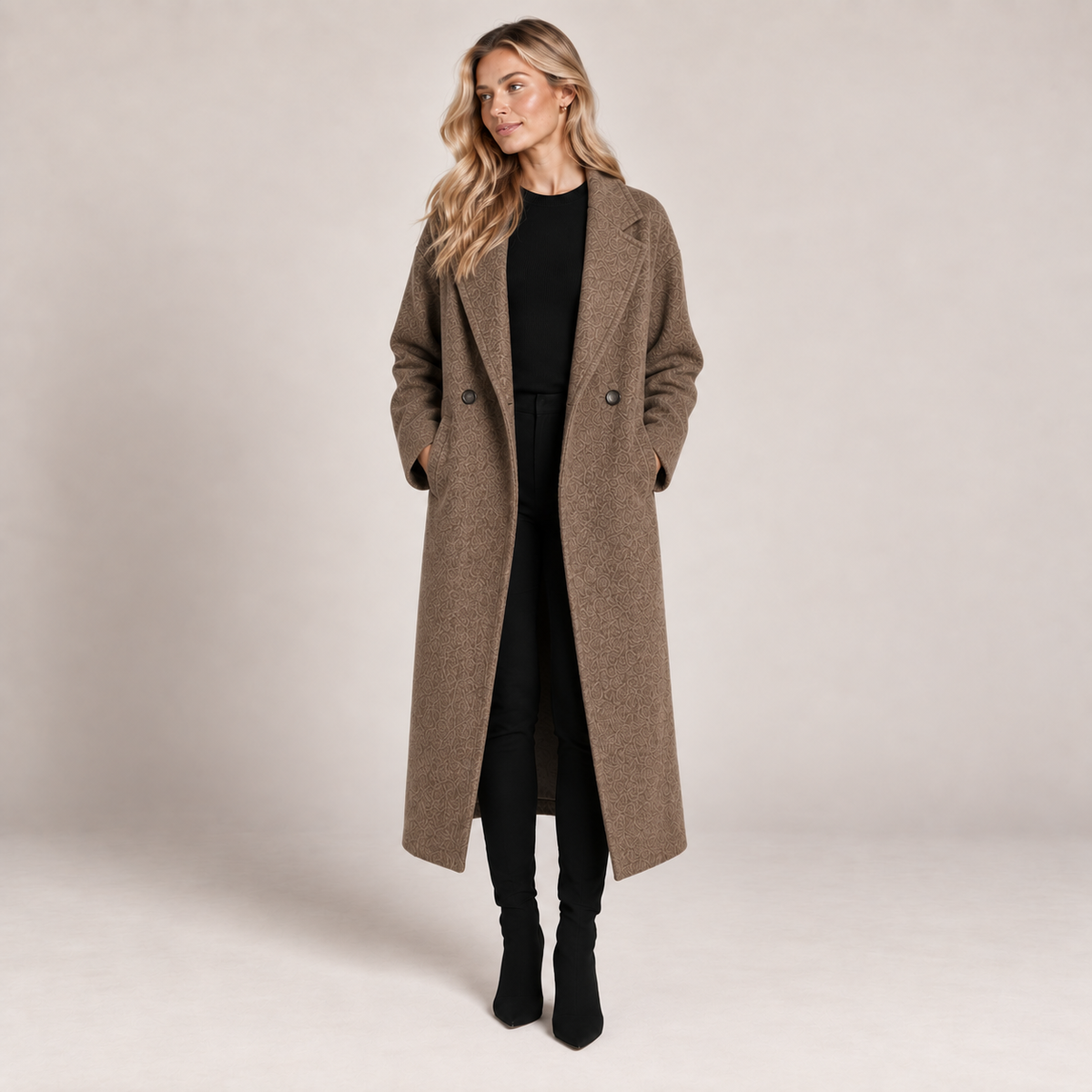Long Wool Coat Women Double Breasted Oversized Wool Blend 6