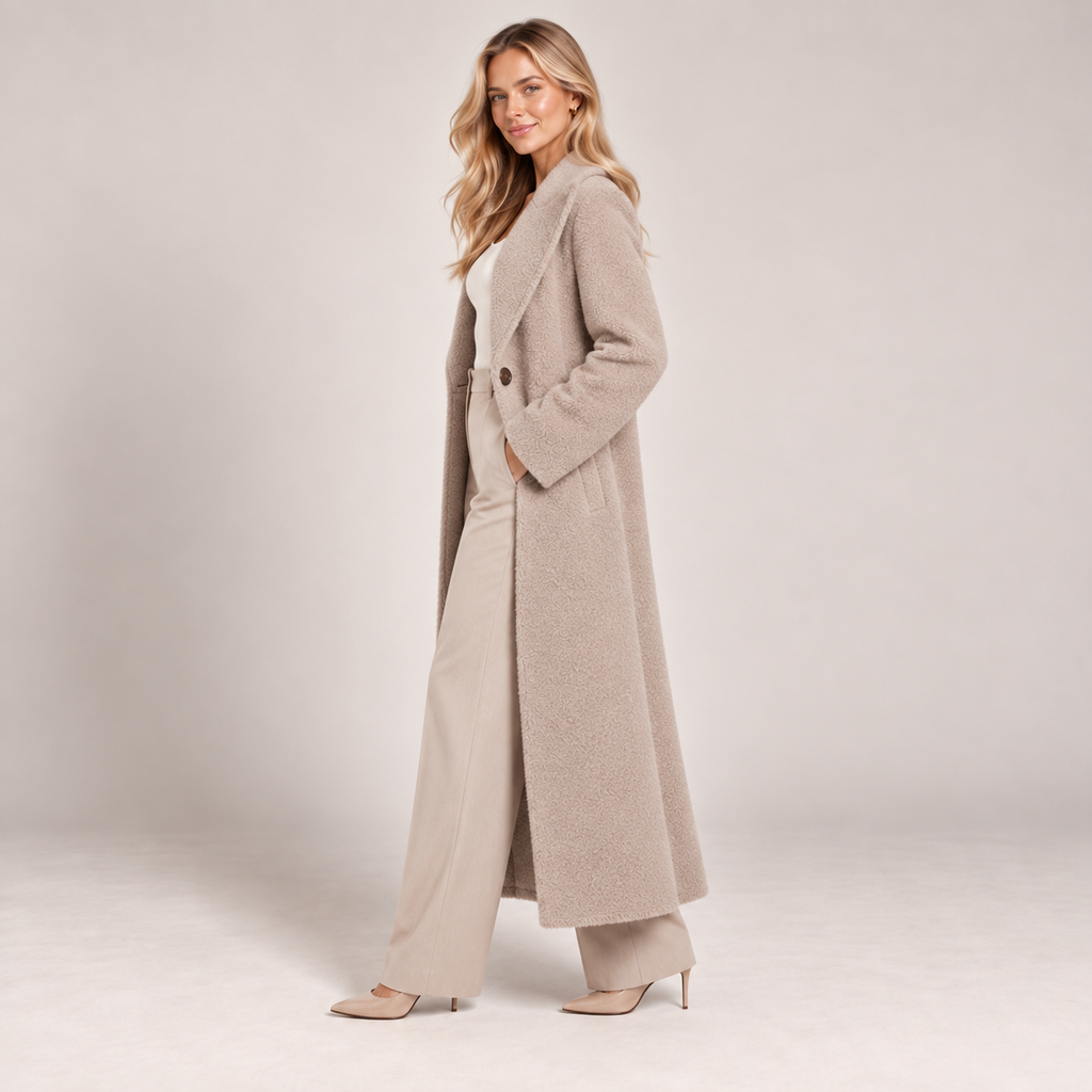 Long Wool Overcoat Women Relaxed Fit Shawl Collar 1