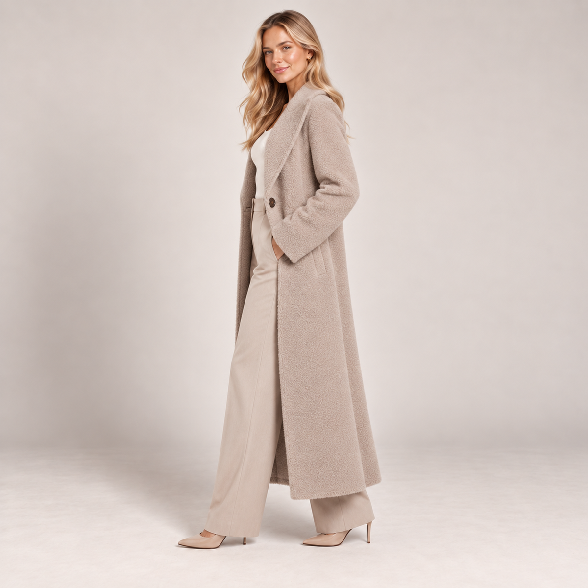 Long Wool Overcoat Women Relaxed Fit Shawl Collar 1