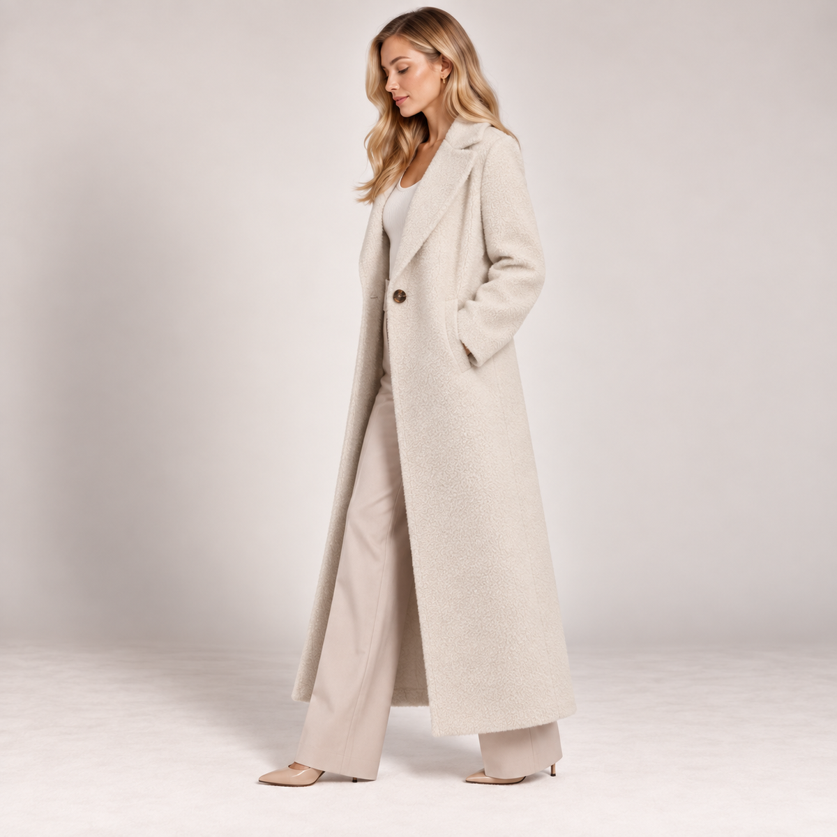 Long Wool Overcoat Women Relaxed Fit Shawl Collar 5