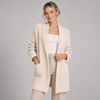 Longline Cardigan Open Front Shawl Collar Relaxed Fit 2