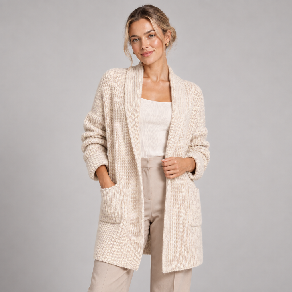 Longline Cardigan Open Front Shawl Collar Relaxed Fit 2