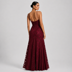 Maxi Dress with Floral Jacquard and Sleeveless Cami Design Cherry 1