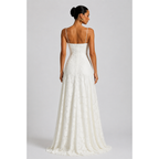 Maxi Dress with Floral Jacquard and Sleeveless Cami Design Ivory 1