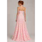 Maxi Dress with Floral Jacquard and Sleeveless Cami Design Pink 2