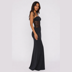 Maxi Dress with Lace Detail Square Neck and Side Cut-Outs 1