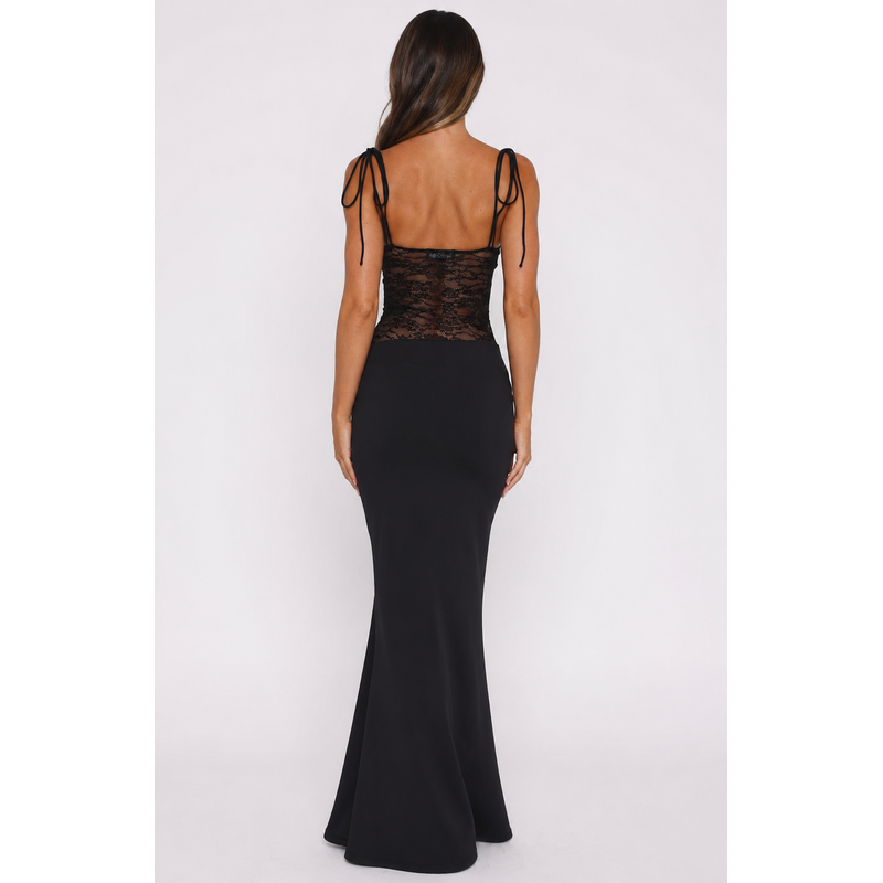 Maxi Dress with Lace Detail Square Neck and Side Cut-Outs 2