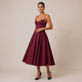 Midi Dress with Sweetheart Neckline for Wedding Guest 0