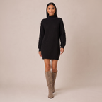 Oversized High Neck Jumper Midi Dress in Knit Blend 0