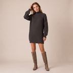 Oversized High Neck Jumper Midi Dress in Knit Blend 5