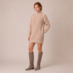 Oversized High Neck Jumper Midi Dress in Knit Blend 7